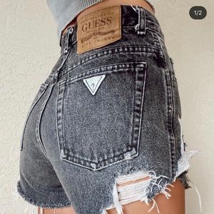 Vintage Guess Hand Distressed Black Shorts !